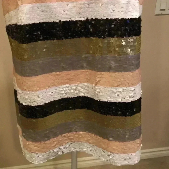 Calvin Klein Sequins Striped Black/Gold/Silver/Pink/White Top-Size L - Picture 6 of 9